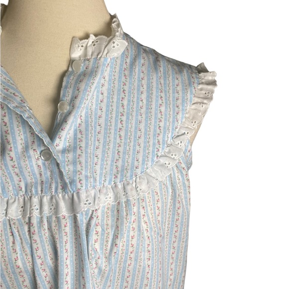 Vintage 70s Floral Striped Nightgown - Picture 2 of 4
